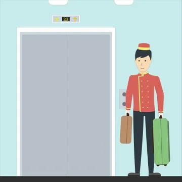 Isolated hotel elevator. Stock Illustration