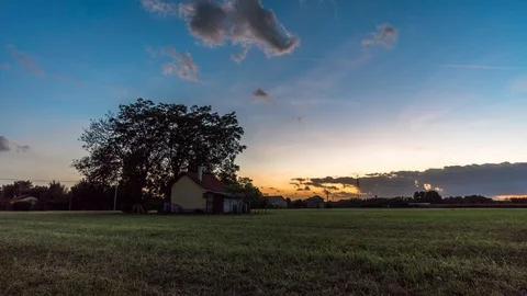 Isolated house cloudy day at sunset wind Stock Footage 95592901