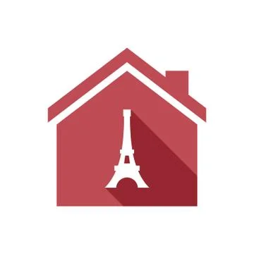 Isolated house with   the Eiffel tower Stock Illustration