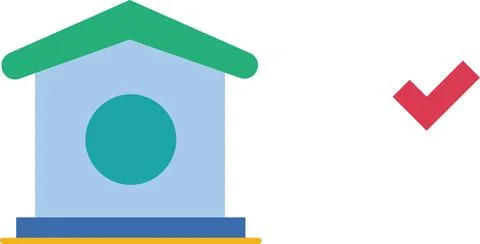 Isolated house icon with checkmark approval Stock Illustration
