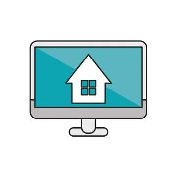 Isolated house inside computer design Stockillustratie