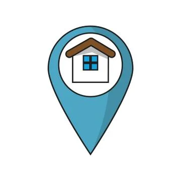 Isolated house inside gps button design Stock Illustration