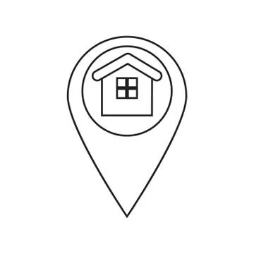 Isolated house inside gps button design Stock Illustration