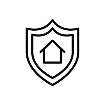 Isolated house inside shield icon line vector design Stock Illustration