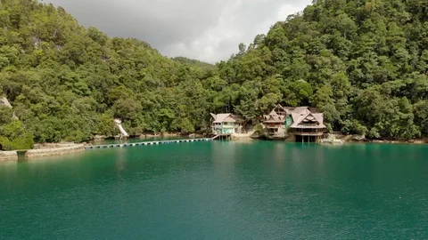 Isolated house by the lagoon Stock Footage 108258414