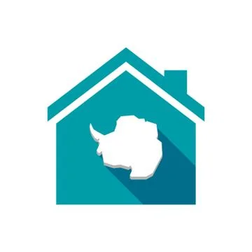 Isolated house with  the map of  Antarctica Stock Illustration