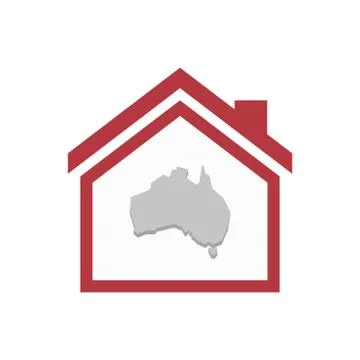Isolated house with  a map of Australia Ilustración de archivo
