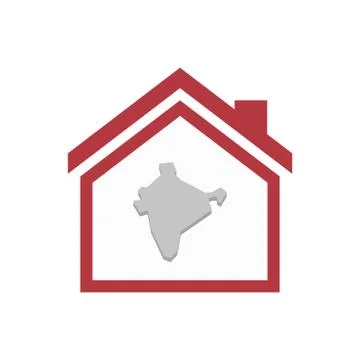Isolated house with  a map of India Ilustración de archivo