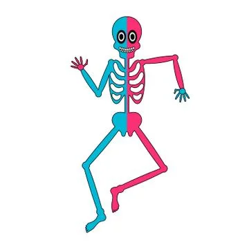 Isolated human skeleton cartoon dancing image Stock Illustration