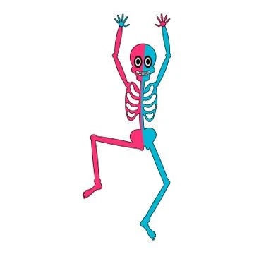 Isolated human skeleton cartoon jumping image Stock Illustration
