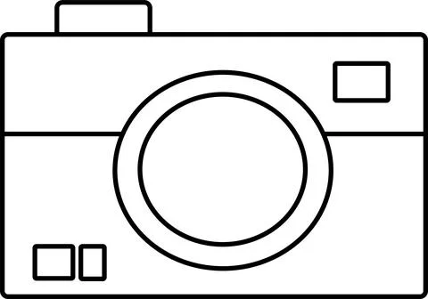 Isolated icon black contour camera on white background Stock Illustration