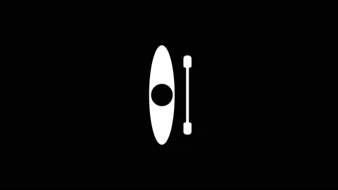Isolated icon of canoe appears on a black background. Stock Footage 229655751