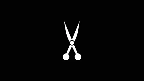 Isolated icon of scissors appears on a black background. Stock Footage 229655363