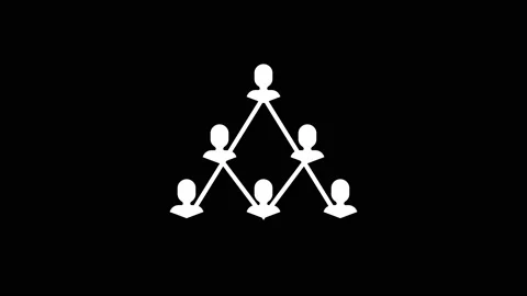Isolated icon of subordination at the enterprise appears on a black background. Video stock 229655326