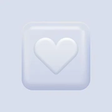 Isolated Like Icon. White Heart Button in Square Shape Stock Illustration