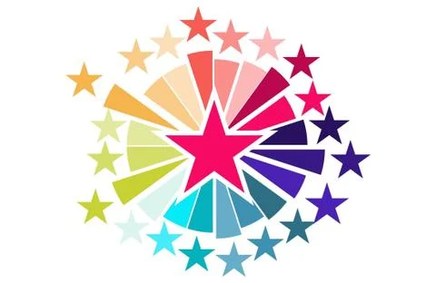 Isolated illustration of colorful exploding stars イラスト素材
