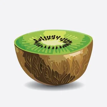 Isolated illustration of Kiwi fruit slice EPS Vector Stock Illustration