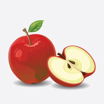 Isolated illustration of a Red apple EPS Vector Stock Illustration