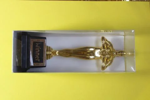 ISOLATED IMAGE OF A GOLDEN TROPHY Stock Photos