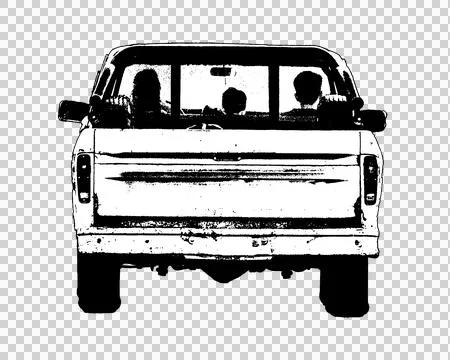 Isolated image of pickup truck with three passengers seated inside Stock Illustration