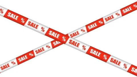 Isolated image of red and white sale shopping stripe on white background Stock Illustration