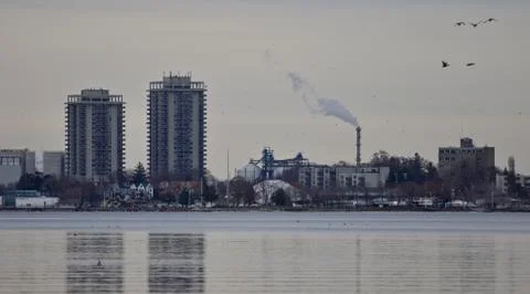 Isolated image of a view on the harbor in winter Stock Photos