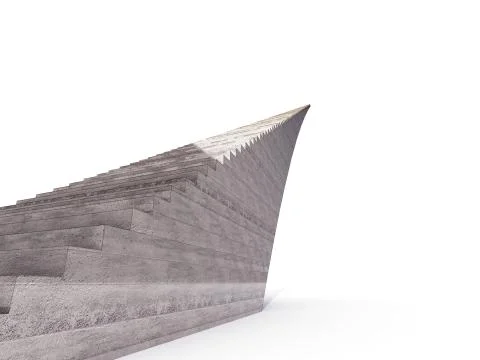 Isolated infinity brown concrete staircase side view render illustration Stock Illustration