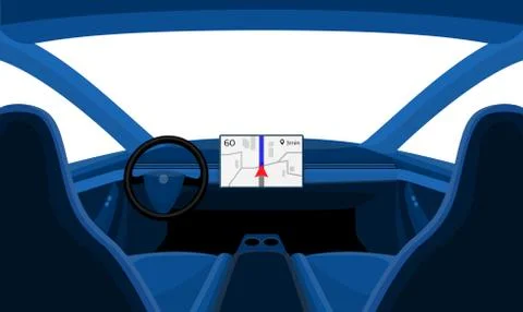 Isolated Inside Car Interior Front Dashboard View Outside Window Stock Illustration