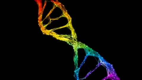 Isolated Iridescent rainbow Digital Plexus DNA molecule strand colorful Loop Stock Footage 108888499