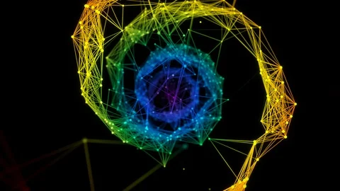 Isolated Iridescent rainbow Digital Plexus DNA molecule strand colorful Loop Stock Footage 108888983