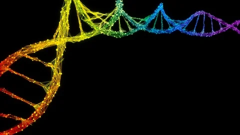 Isolated Iridescent rainbow Digital Plexus DNA molecule strand colorful Loop Stock Footage 108889018