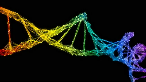 Isolated Iridescent rainbow Digital Plexus DNA molecule strand colorful Loop Vidéo 108889056
