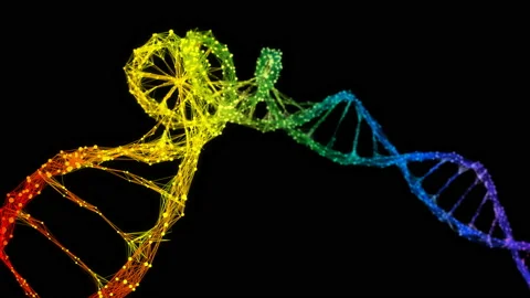 Isolated Iridescent rainbow Digital Plexus DNA molecule strand colorful Loop Stock Footage 108889246