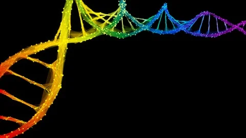 Isolated Iridescent rainbow Digital polygonal DNA molecule strand colorful Loop Stock Footage 113346902