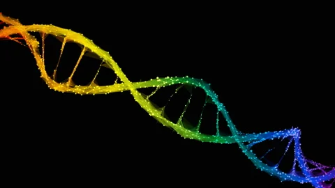 Isolated Iridescent rainbow Digital polygonal DNA molecule strand colorful Loop Stock Footage 113350290
