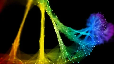 Isolated Iridescent rainbow Digital polygonal DNA molecule strand colorful Loop Stock Footage 113351337