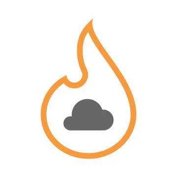 Isolated isolated line art flame icon with a cloud Illustrazione stock