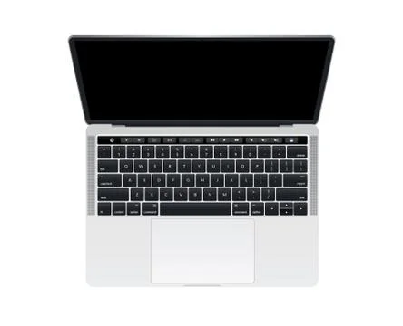 Isolated Isolated silver laptop computer with touch bar and keyboard Stock Illustration