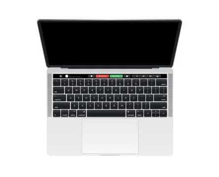 Isolated Isolated silver laptop computer with touch bar and keyboard Stock Illustration