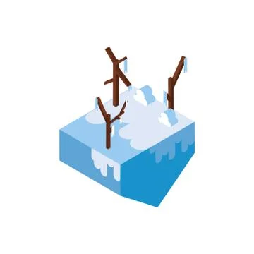 Isolated isometric branches with snow vector design Illustrazione stock