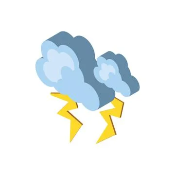 Isolated isometric cloud with thunders vector design Illustrazione stock