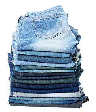 Isolated jeans stack Stock Photos