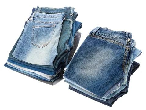 Isolated jeans stacks Stock Photos
