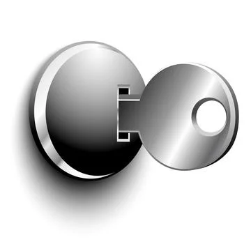 Isolated key and lock on white background Stock Illustration