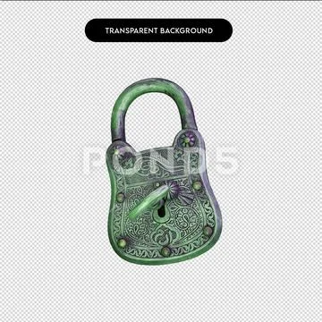 Isolated Key Lock PNG, security padlock, metallic key access, safety hardware  Modello PSD