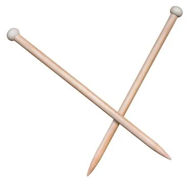 Isolated Knitting Needles Stock-Fotos