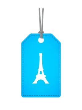 Isolated label with   the Eiffel tower Illustrazione stock