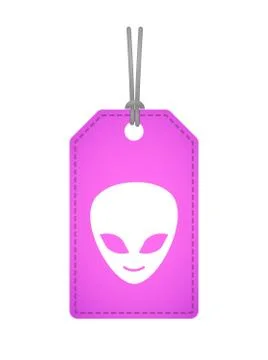 Isolated label icon with an alien face Stock Illustration