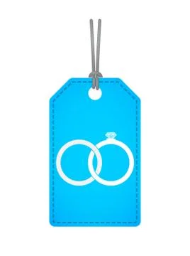 Isolated label with  two bonded wedding rings Stock Illustration