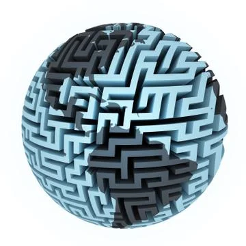 Isolated labyrinth planet shape focused on america illustration Illustrazione stock
